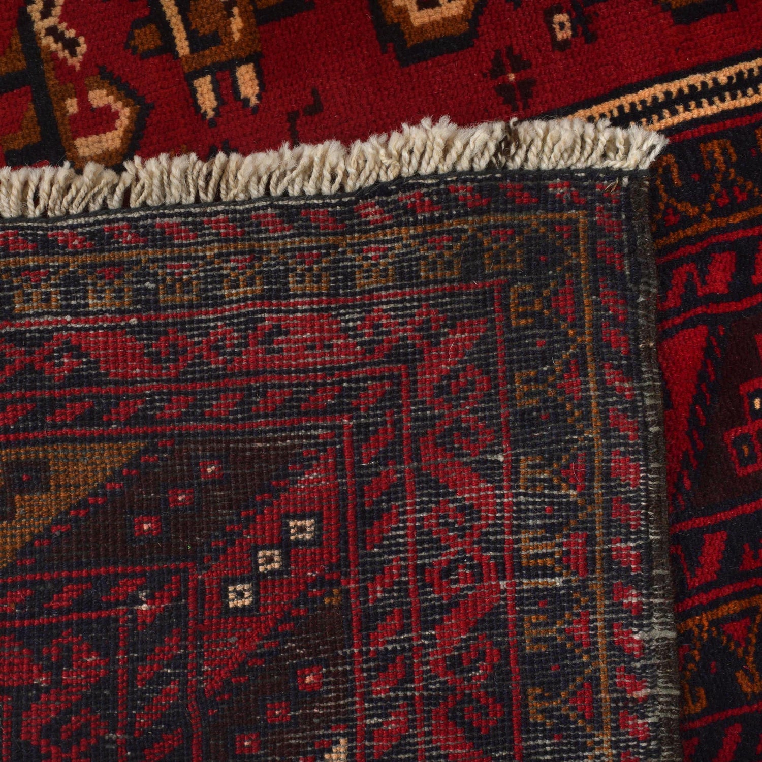 Deep Red Color Baluchi Carpet 6' 9" x 10' 4" ft / 206 x 314 cm - No. 8998