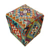 Square Kilim Ottoman Footstool for Living Room 1' 3" x 1' 3" ft / 37 x 38 cm - No. AL8