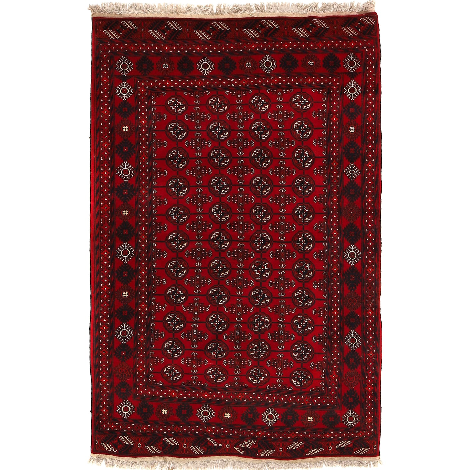 Hand Knotted Bokhara Carpet 4' 0" x 6' 4" ft / 123 x 192 cm - No. 9033