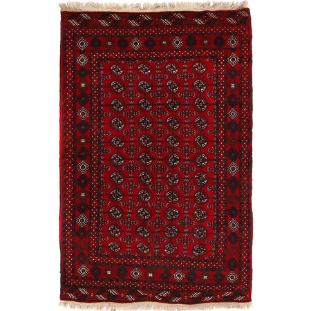 Hand Knotted Bokhara Carpet 4' 0" x 6' 4" ft / 123 x 192 cm - No. 9033