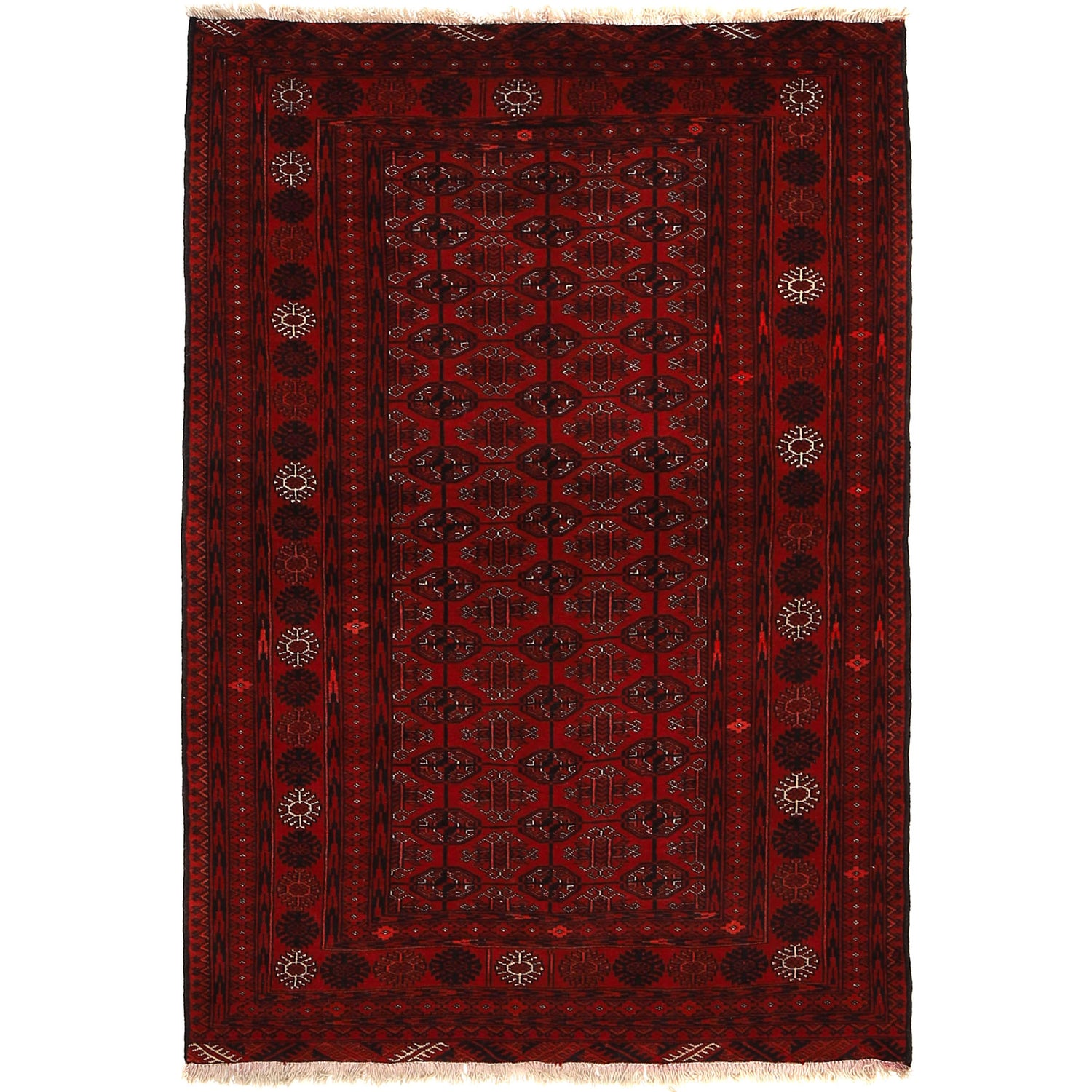 Handmade Bukhara Carpet 3' 11" x 5' 11" ft / 120 x 181 cm - No. 9034