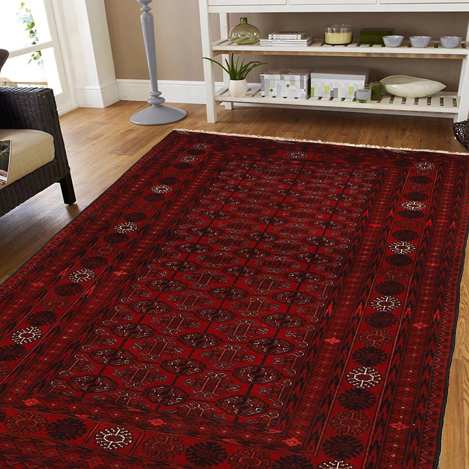 Handmade Bukhara Carpet 3' 11" x 5' 11" ft / 120 x 181 cm - No. 9034