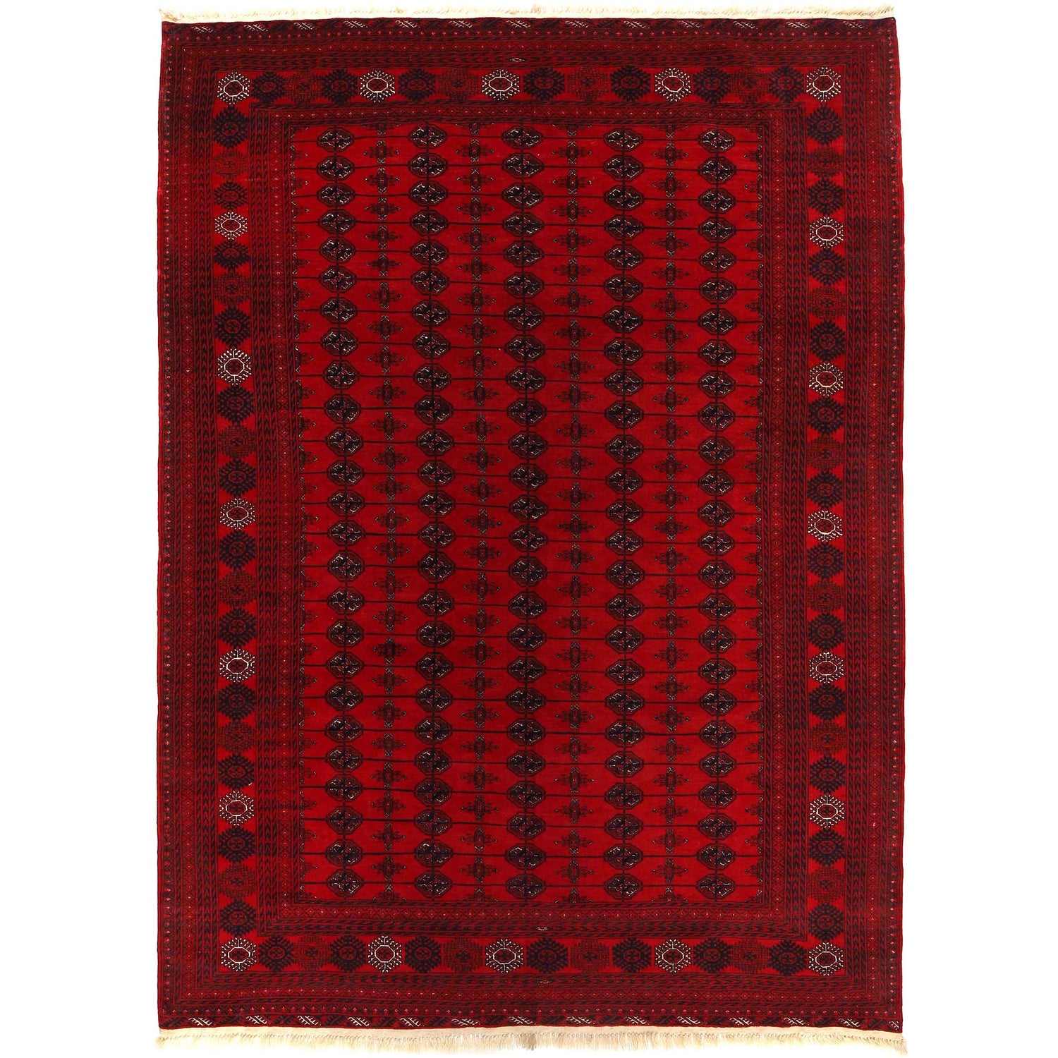 Red Bokhara Rug 7' 1" x 9' 5" ft / 217 x 286 cm - No. 9049