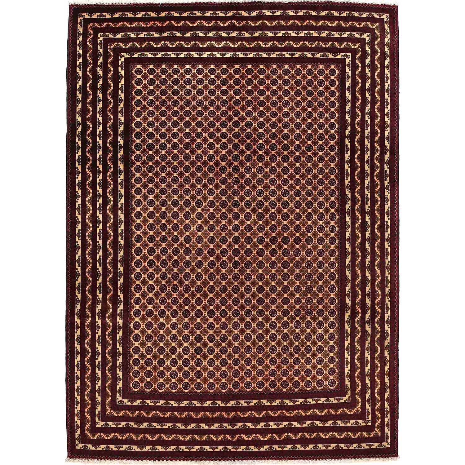 Beige Color Khoja Roshnai Area Rug 6' 5" x 9' 3" ft / 196 x 282 cm - No. 9052