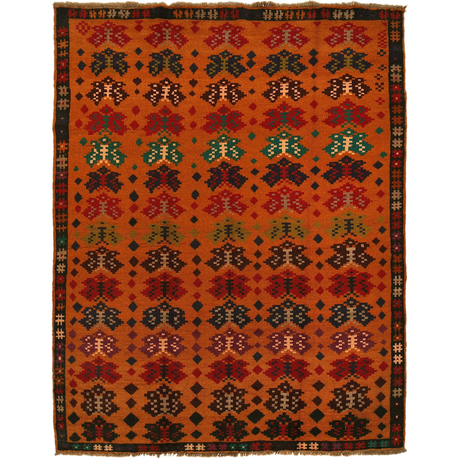 Hand Knotted Kohistani Area Rug 6' 3" x 7' 12" ft / 190 x 243 cm - No. 9066