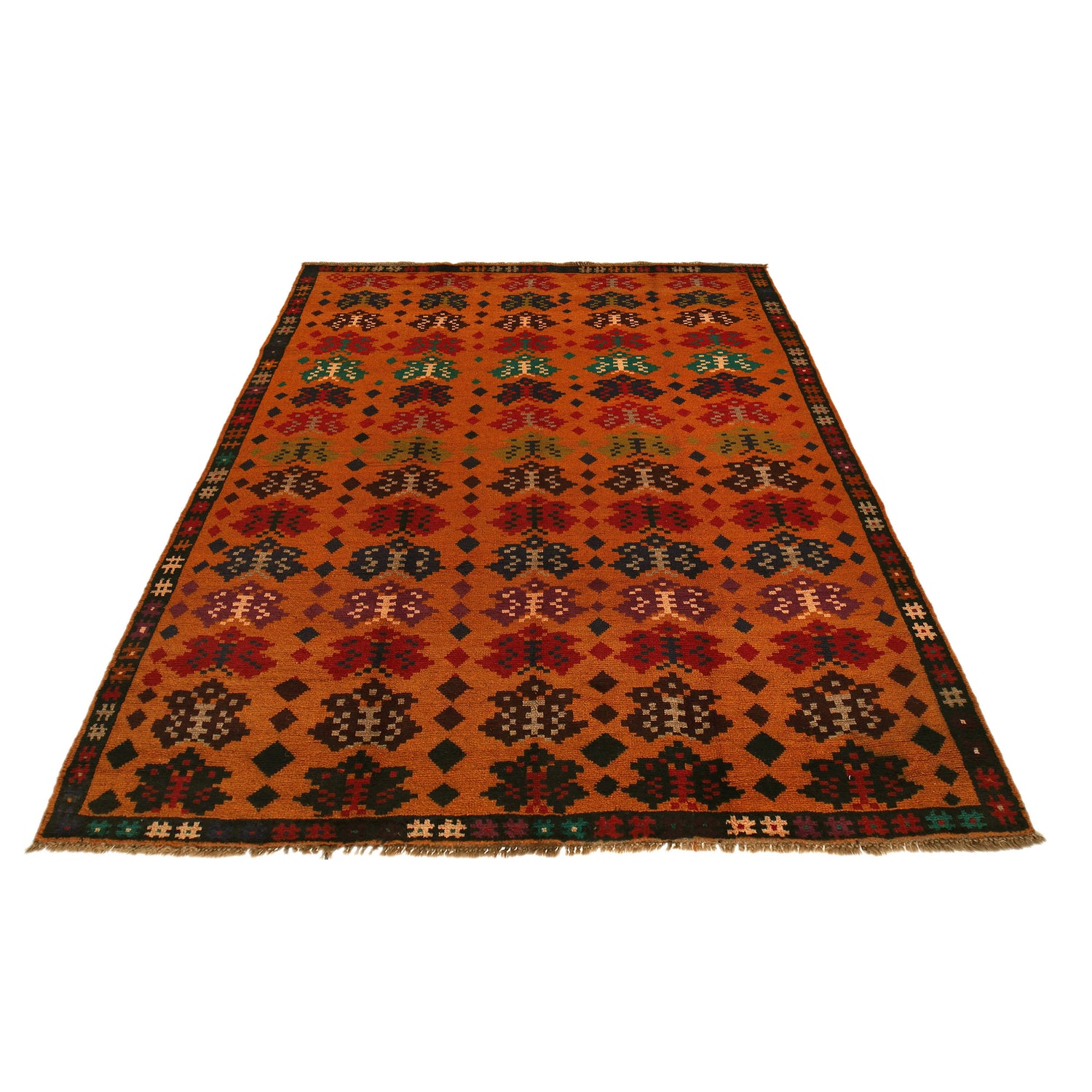 Hand Knotted Kohistani Area Rug 6' 3" x 7' 12" ft / 190 x 243 cm - No. 9066