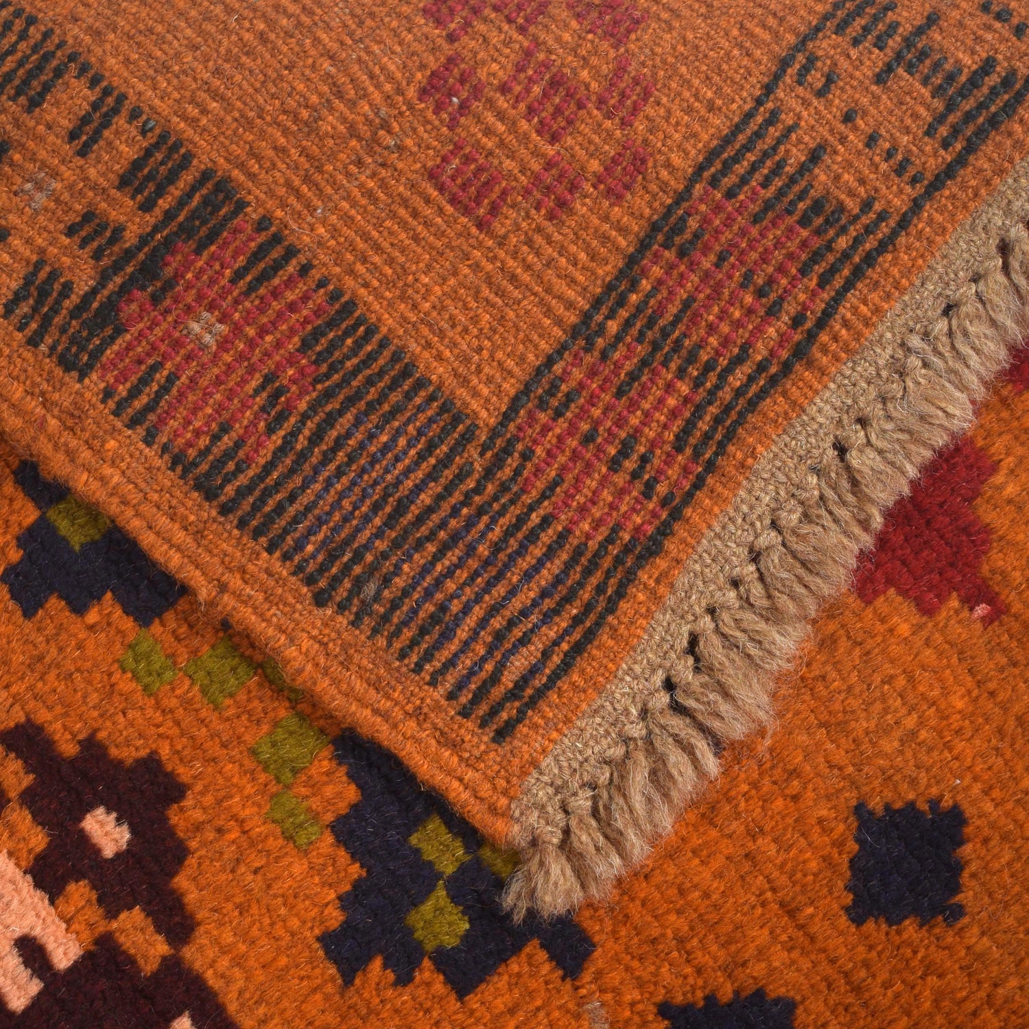 Hand Knotted Kohistani Area Rug 6' 3" x 7' 12" ft / 190 x 243 cm - No. 9066