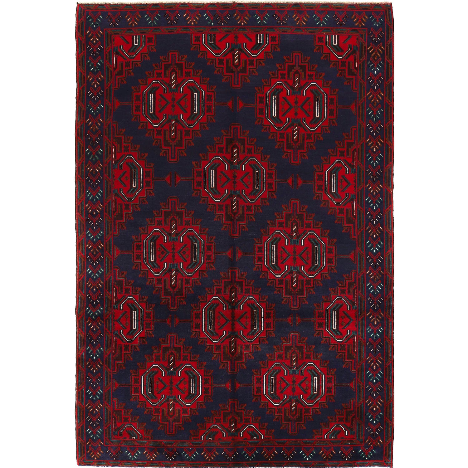Navy Blue Color Baluchi Carpet 6' 7" x 9' 9" ft / 200 x 296 cm - No. 9171