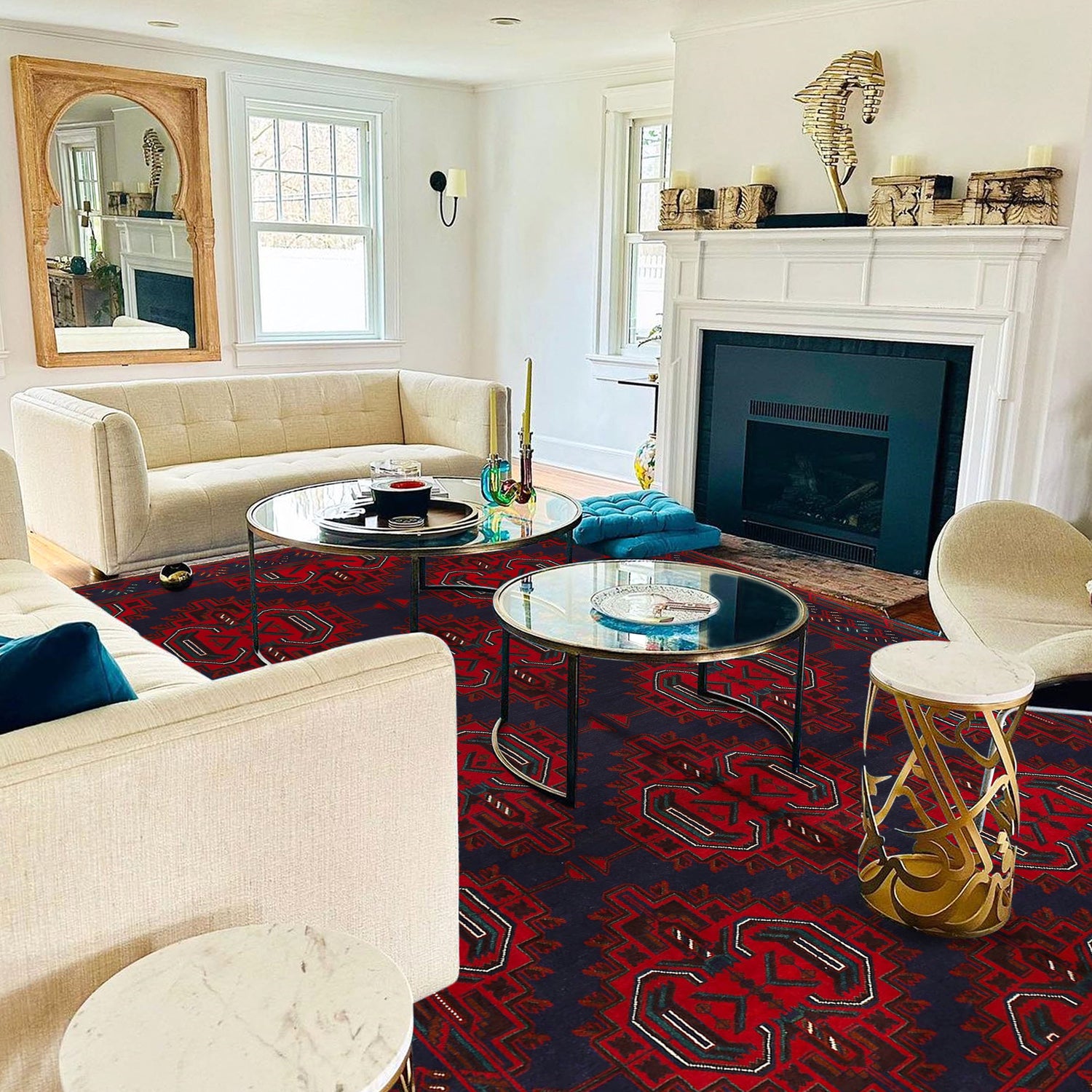 Navy Blue Color Baluchi Carpet 6' 7" x 9' 9" ft / 200 x 296 cm - No. 9171