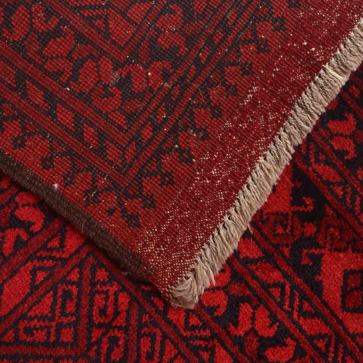 Red Afghan Filpa Area Rug - Handmade Oriental Wool Carpet 8' 8" x 11' 5" ft / 263 x 347 cm - No. 9243