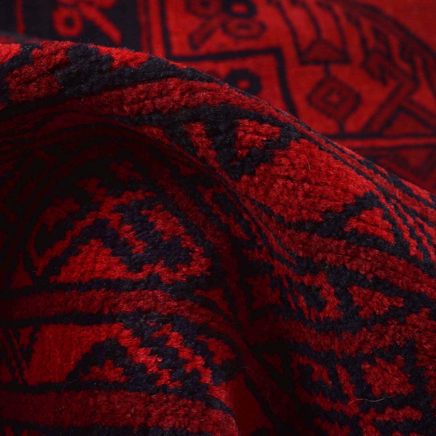 Red Afghan Filpa Area Rug - Handmade Oriental Wool Carpet 8' 8" x 11' 5" ft / 263 x 347 cm - No. 9243