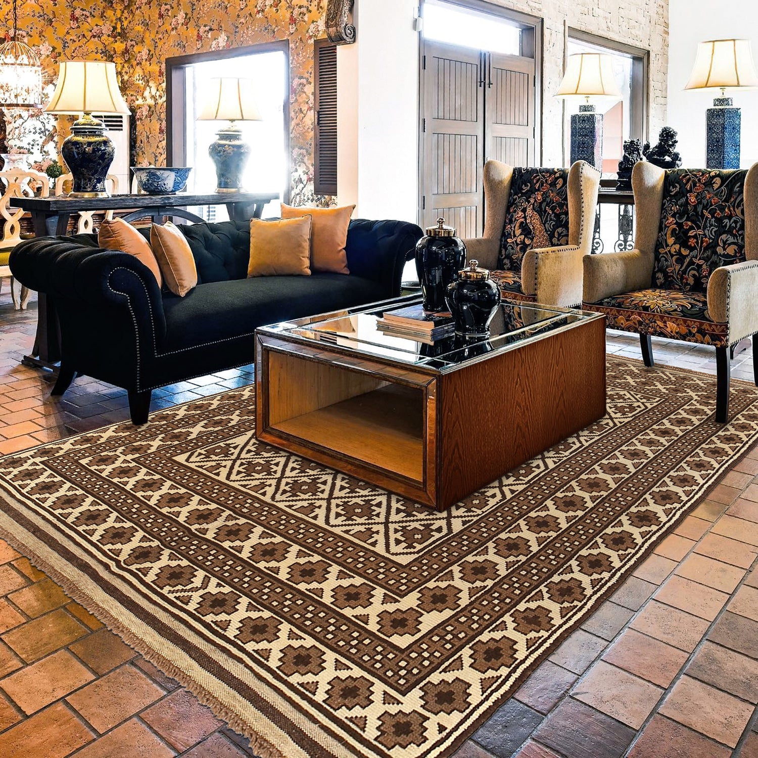 Handmade Afghan Carpet 6' 0" x 9' 1" ft / 184 x 277 cm - No. 9284