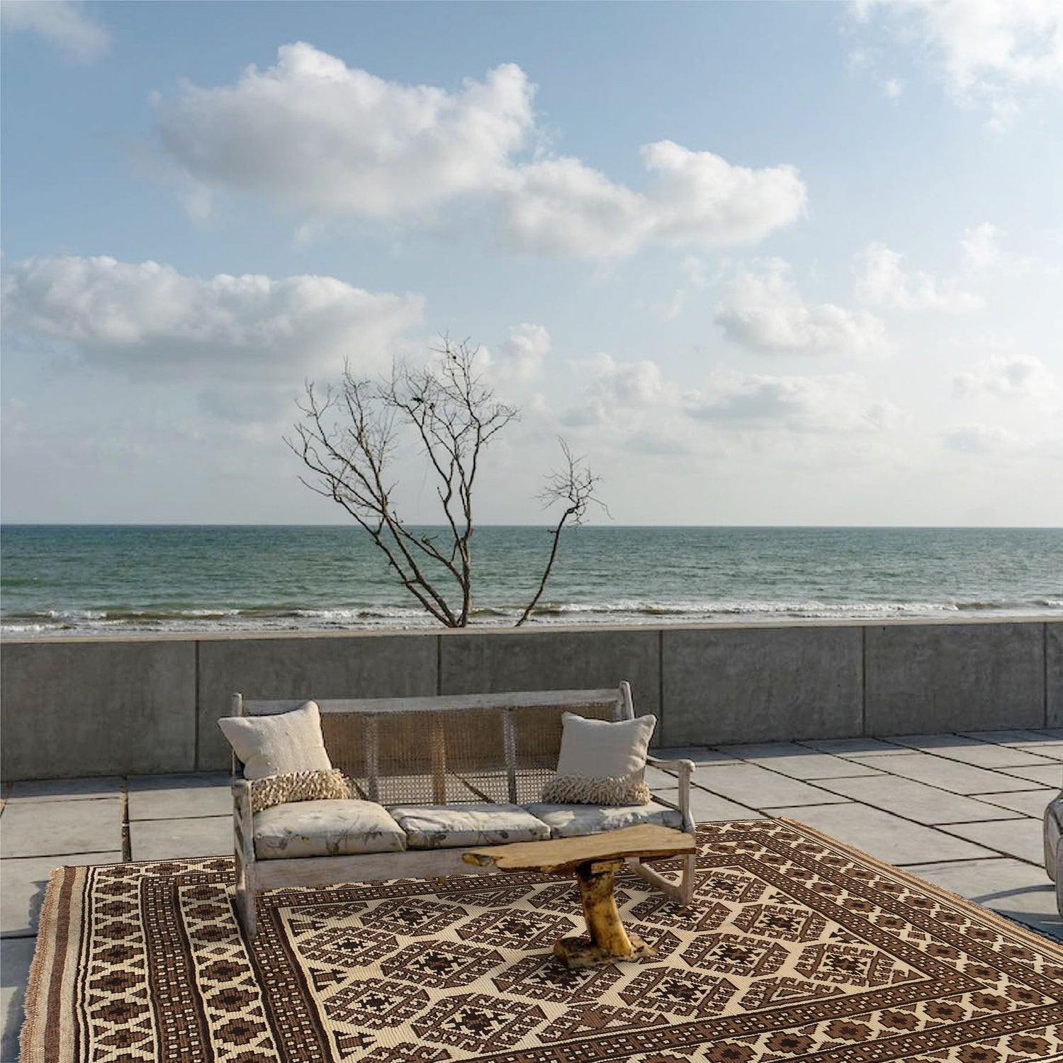 Hand Knotted White Area Rug 5' 10" x 8' 11" ft / 178 x 272 cm - No. 9286