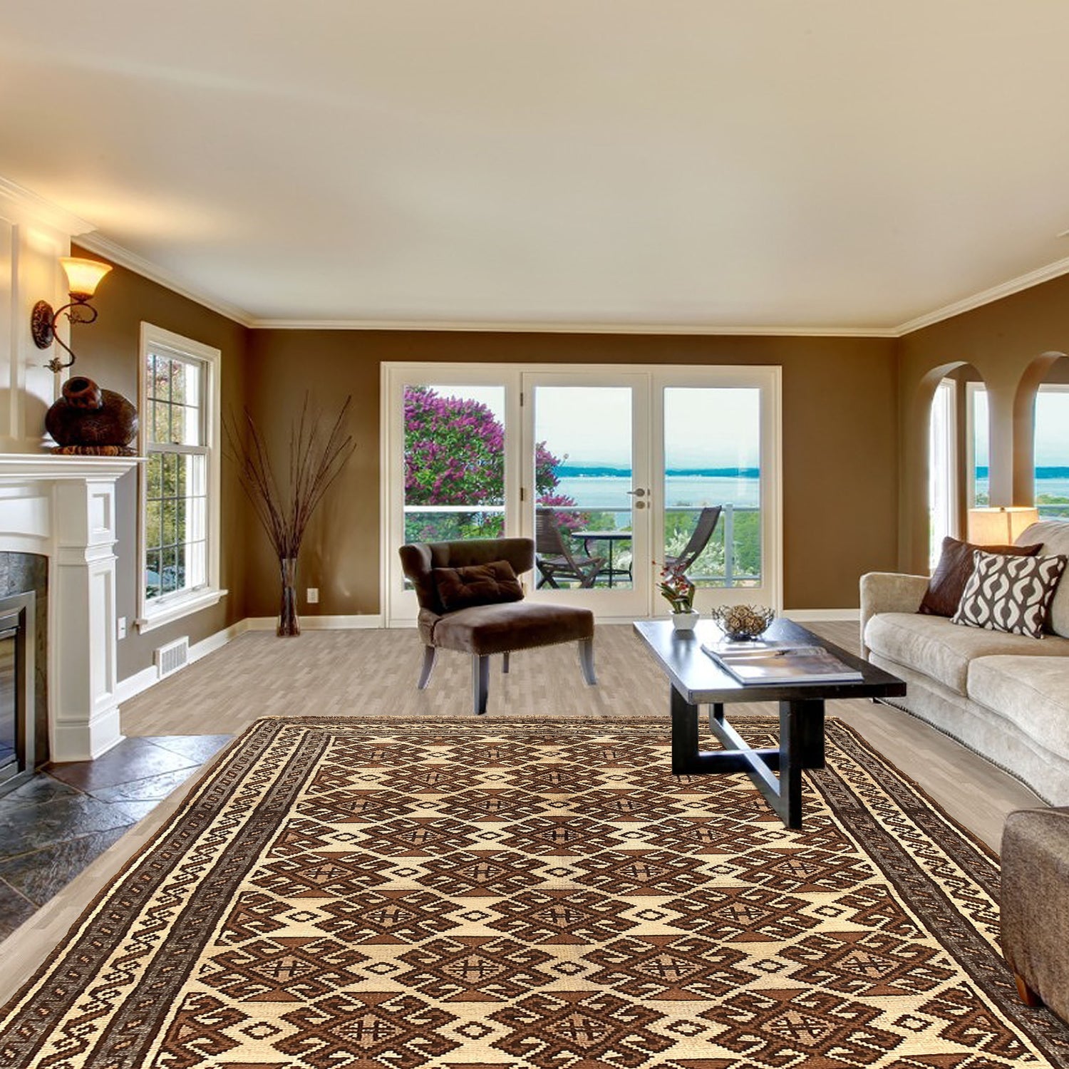 Hand Knotted White Area Rug 5' 4" x 8' 6" ft / 162 x 259 cm - No. 9291