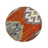 Round Kilim Ottoman Footstool 1' 2" x 1' 5" ft / 35 x 43 cm - No. AL9