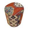Round Kilim Ottoman Footstool 1' 2" x 1' 5" ft / 35 x 43 cm - No. AL9