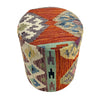 Round Kilim Ottoman Footstool 1' 2" x 1' 5" ft / 35 x 43 cm - No. AL9