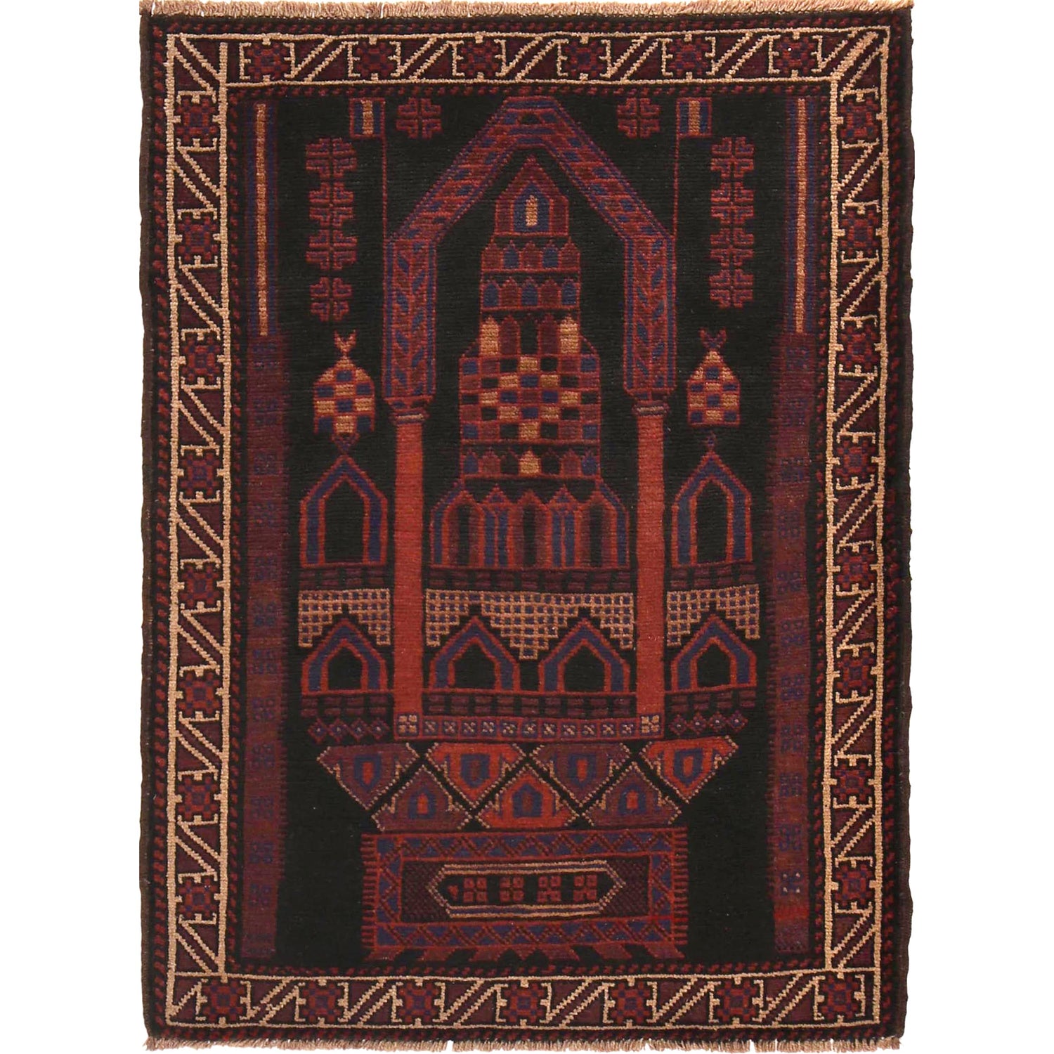Small Prayer Carpet 3' 1" x 4' 3" ft / 95 x 130 cm - B15732