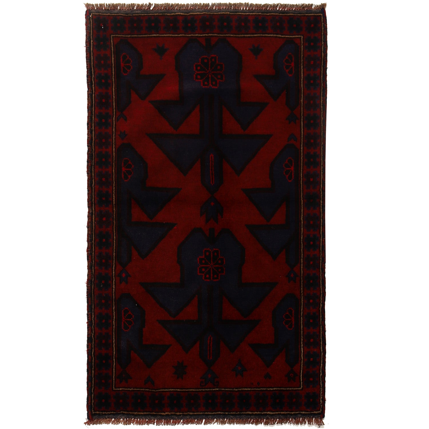Hand Knotted Baluchi Rug 3' 2" x 5' 1" ft / 96 x 155 cm - No. B16025