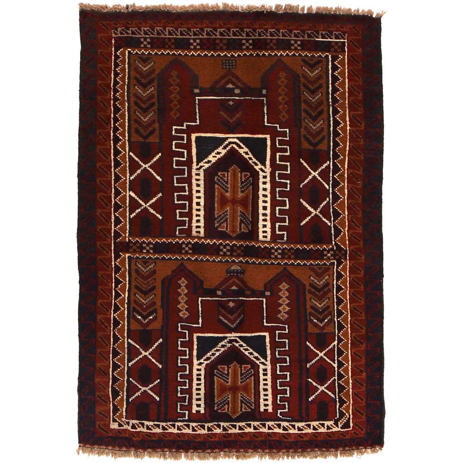 Hand Knotted Prayer Rug 2' 10" x 4' 3" ft / 87 x 130 cm - No. B16372