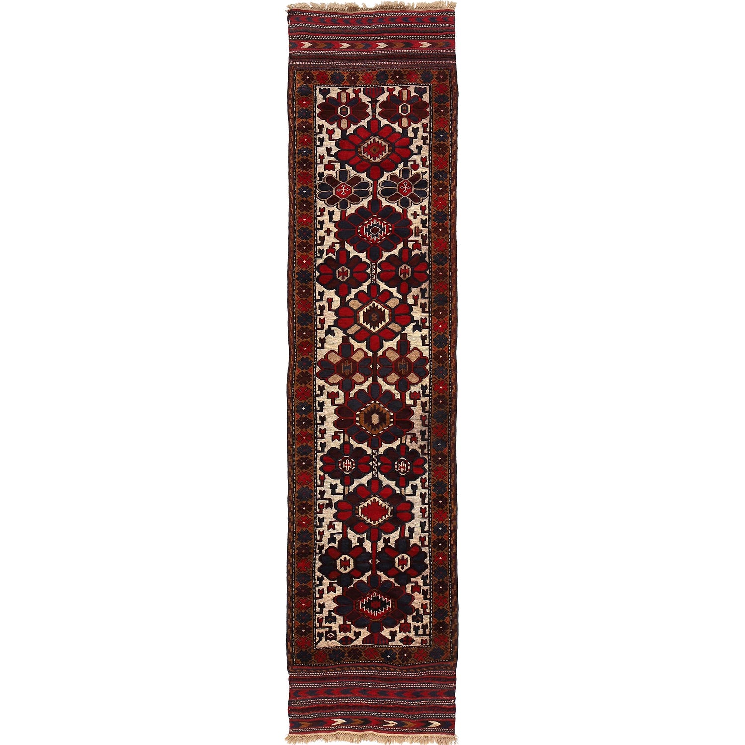 Handmade Barjista Kilim Runner Rug 2' 7" x 11' 8" ft / 80 x 355 cm - No. B18422