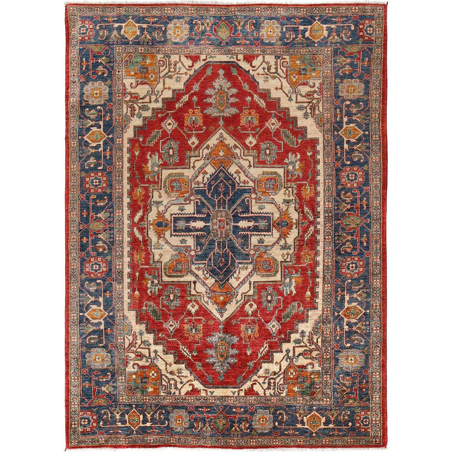 Hand Knotted Persian Heriz Area Rug 6' 8" x 9' 7" ft / 204 x 292 cm - No. B19913