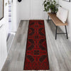 Red Afghan Area Runner Rug 1' 8" x 4' 11" ft / 52 x 149 cm - No. B20973