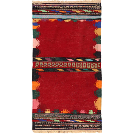 Hand Knotted Sufra Kilem Runner 2' 6" x 4' 10" ft / 77 x 146 cm - No. B21298