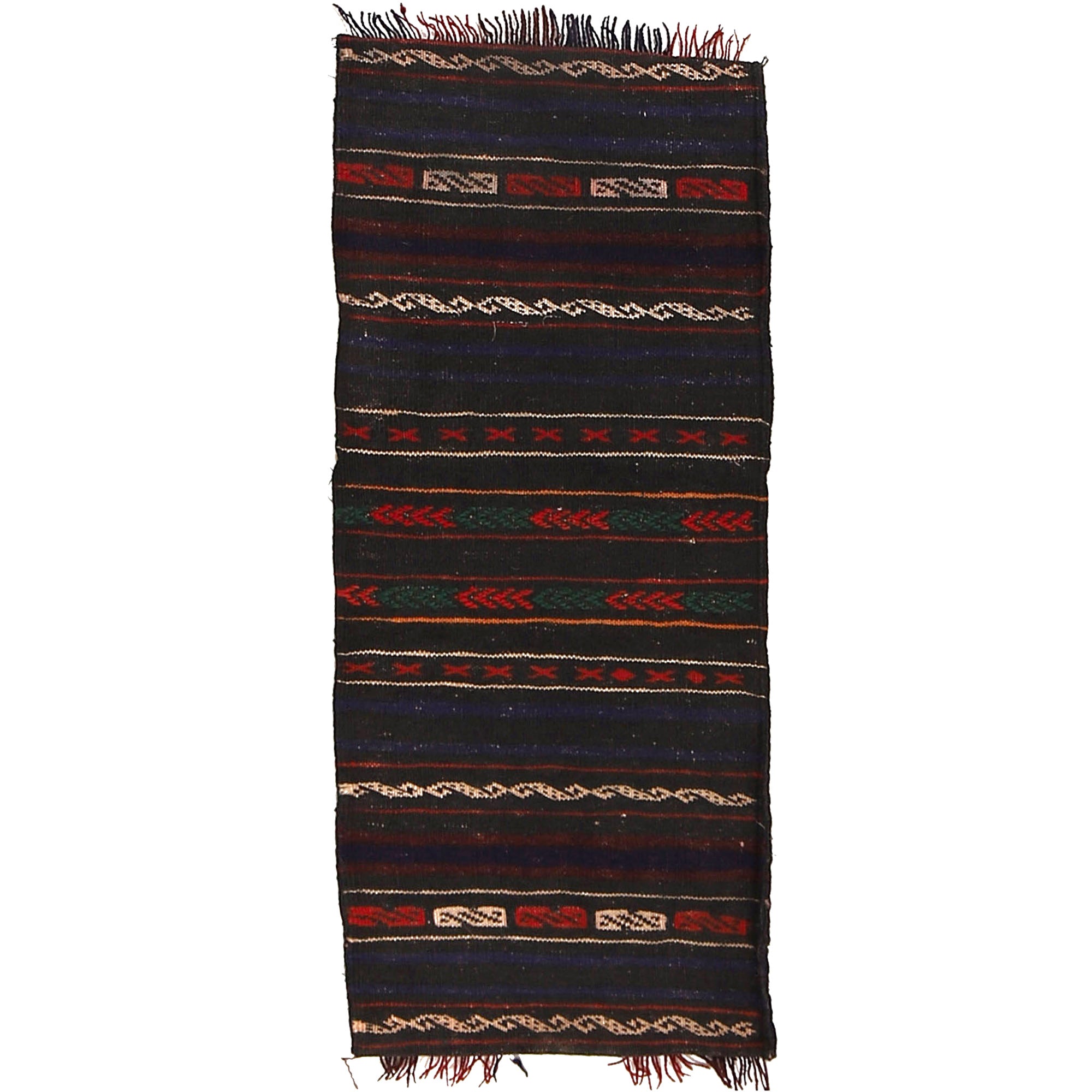 Hand Knotted Saddle Bag Area Rug 1' 2" x 2' 8" ft / 36 x 82 cm - No. B21390