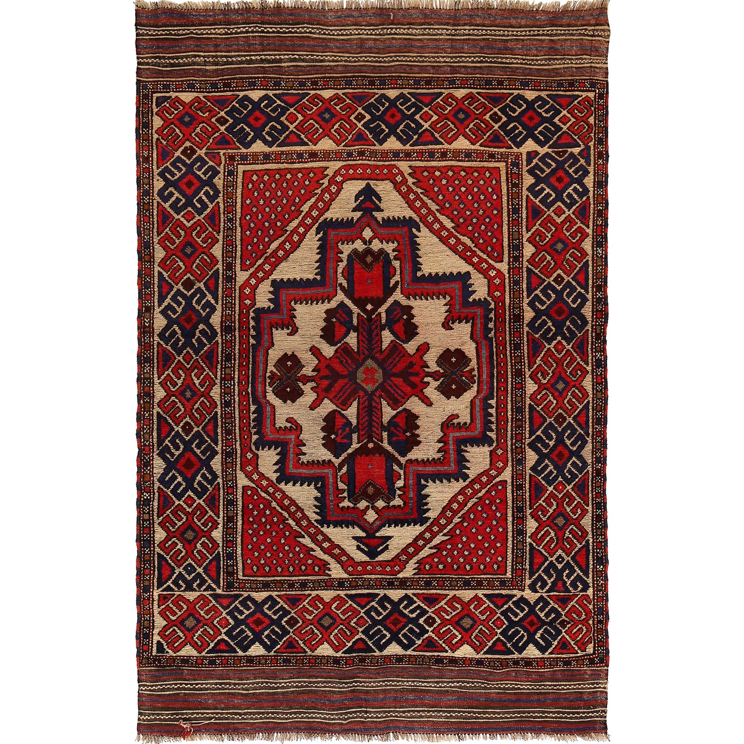 Handmade Barjista Kilim Rug 4' 3" x 5' 11" ft / 129 x 180 cm - No. B21607