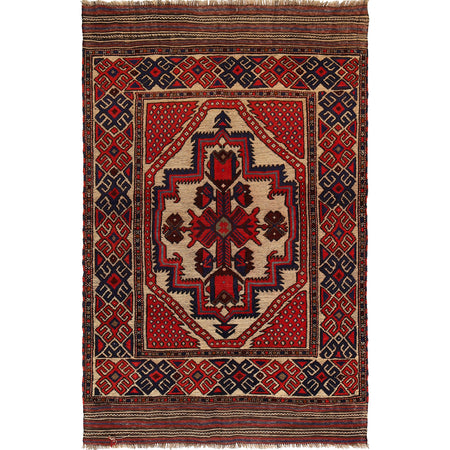 Handmade Barjista Kilim Rug 4' 3" x 5' 11" ft / 129 x 180 cm - No. B21607