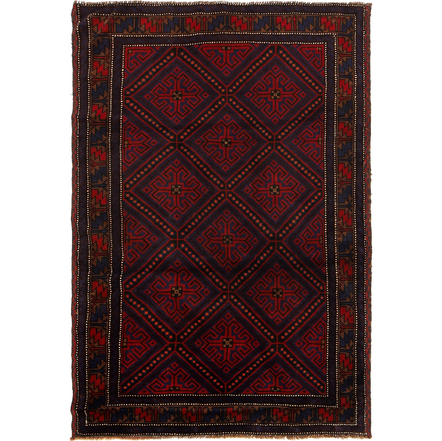 Tribal Baloch Rug 4' 2" x 6' 4" ft / 126 x 193 cm - No. B23759