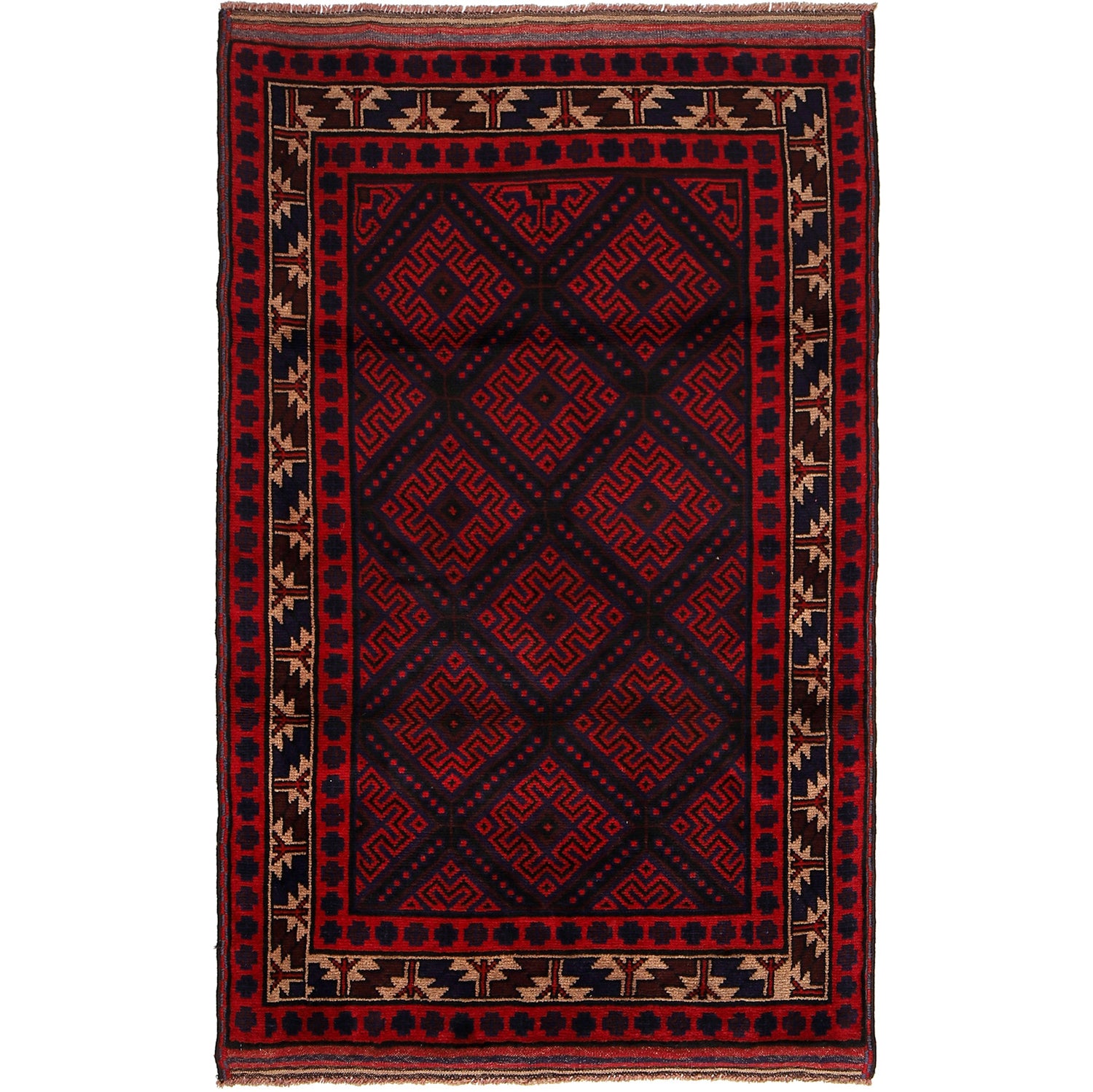 Tribal Baloch Rug 3' 10" x 5' 9" ft / 117 x 176 cm - No. B23760