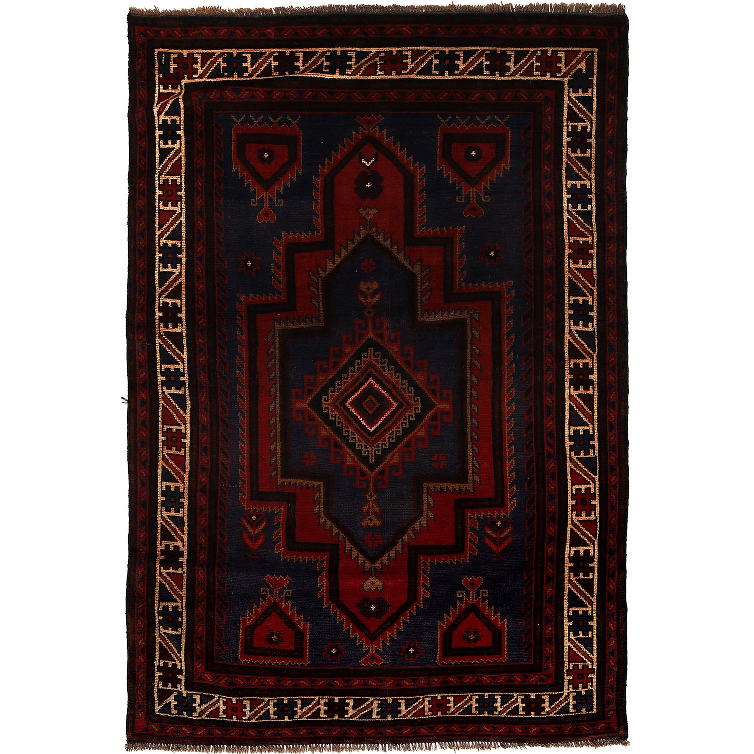 Handmade Baluchi Rug 4' 9" x 7' 1" ft / 146 x 216 cm - No. B24190