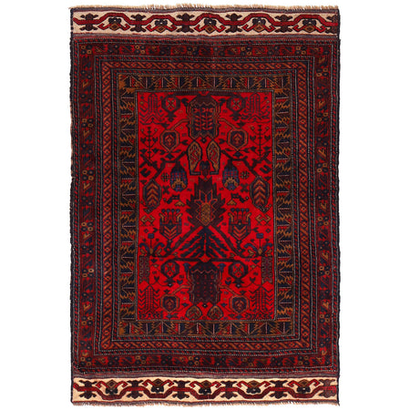 Tribal Baloch Rug 3' 9" x 5' 6" ft / 114 x 167 cm - No. B26479