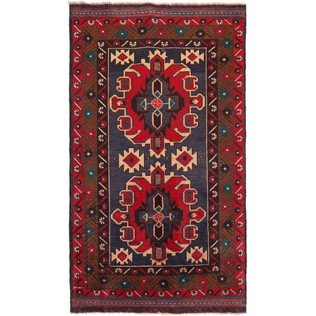 Tribal Baloch Rug 3' 6" x 6' 4" ft / 107 x 193 cm - No. B26642