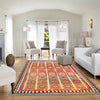 Colorful Flat-Weave Wool Kilim 6' 10" x 10' 0" ft / 209 x 304 cm - No. B26736