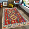 Colorful Flat-Weave Wool Kilim 2' 11" x 4' 5" ft / 88 x 135 cm - No. B26747