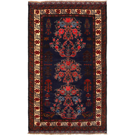 Tribal Baloch Rug 4' 0" x 7' 3" ft / 122 x 220 cm - No. B26778