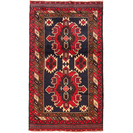 Tribal Baloch Rug 3' 6" x 6' 3" ft / 107 x 190 cm - No. B26780