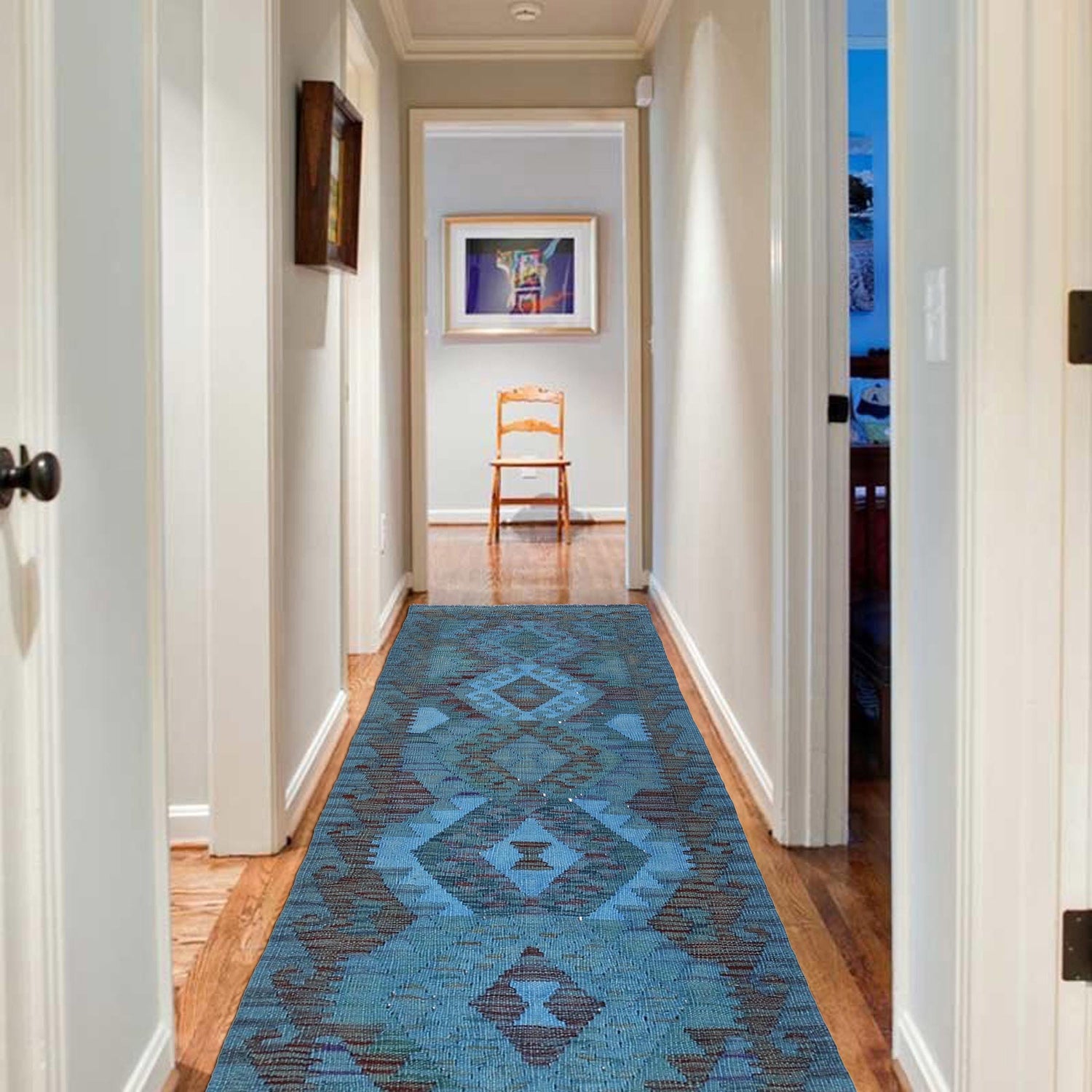 Hand Knotted Overdyed Kilim Runner 2' 1" x 5' 11" ft / 63 x 180 cm - No. B29188