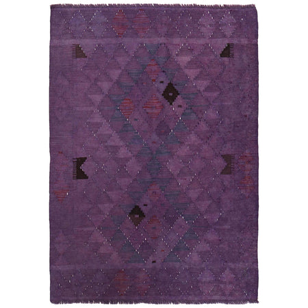 Purple Color Overdyed Kelim 3' 6" x 4' 11" ft / 106 x 150 cm - No. B29194