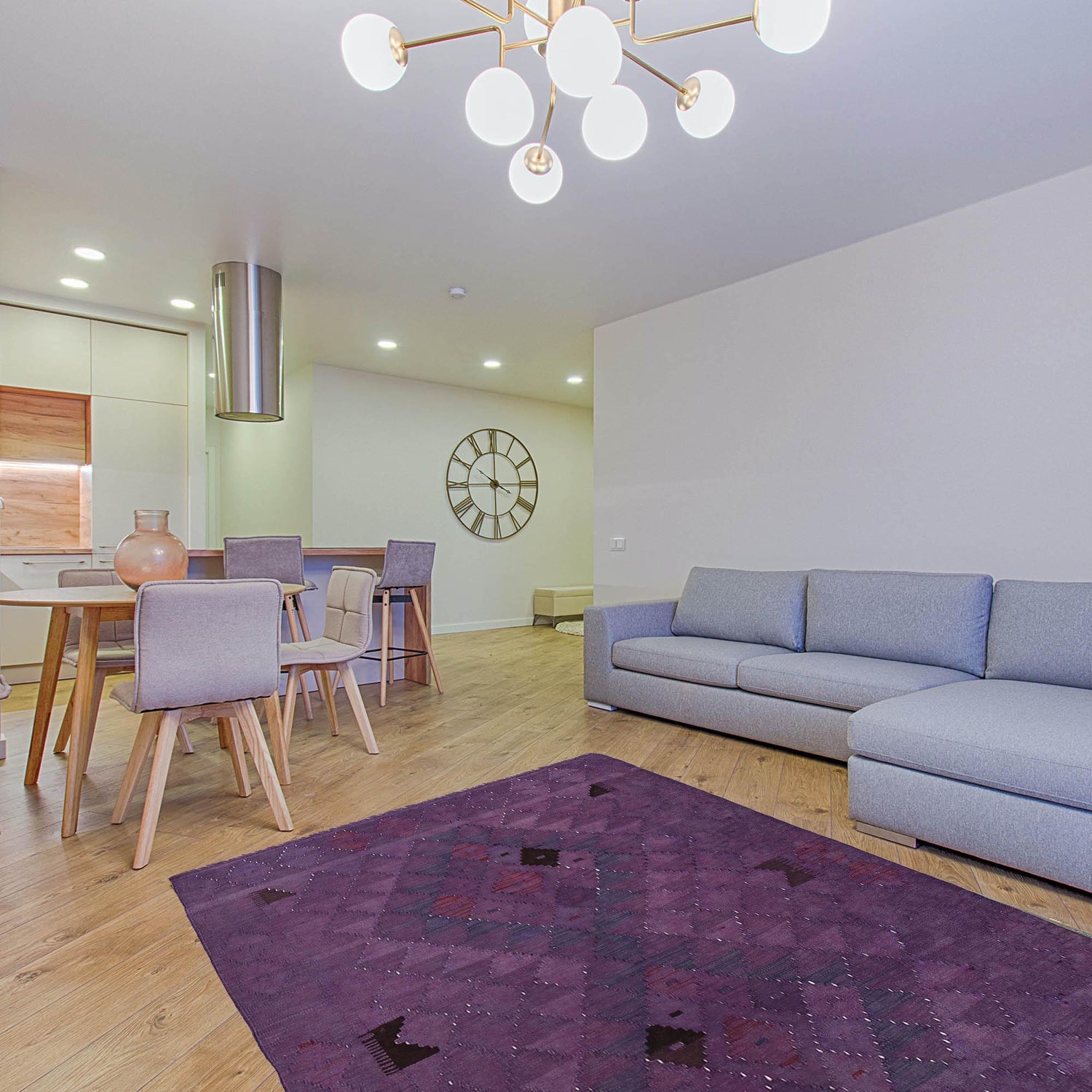 Purple Color Overdyed Kelim 3' 6" x 4' 11" ft / 106 x 150 cm - No. B29194