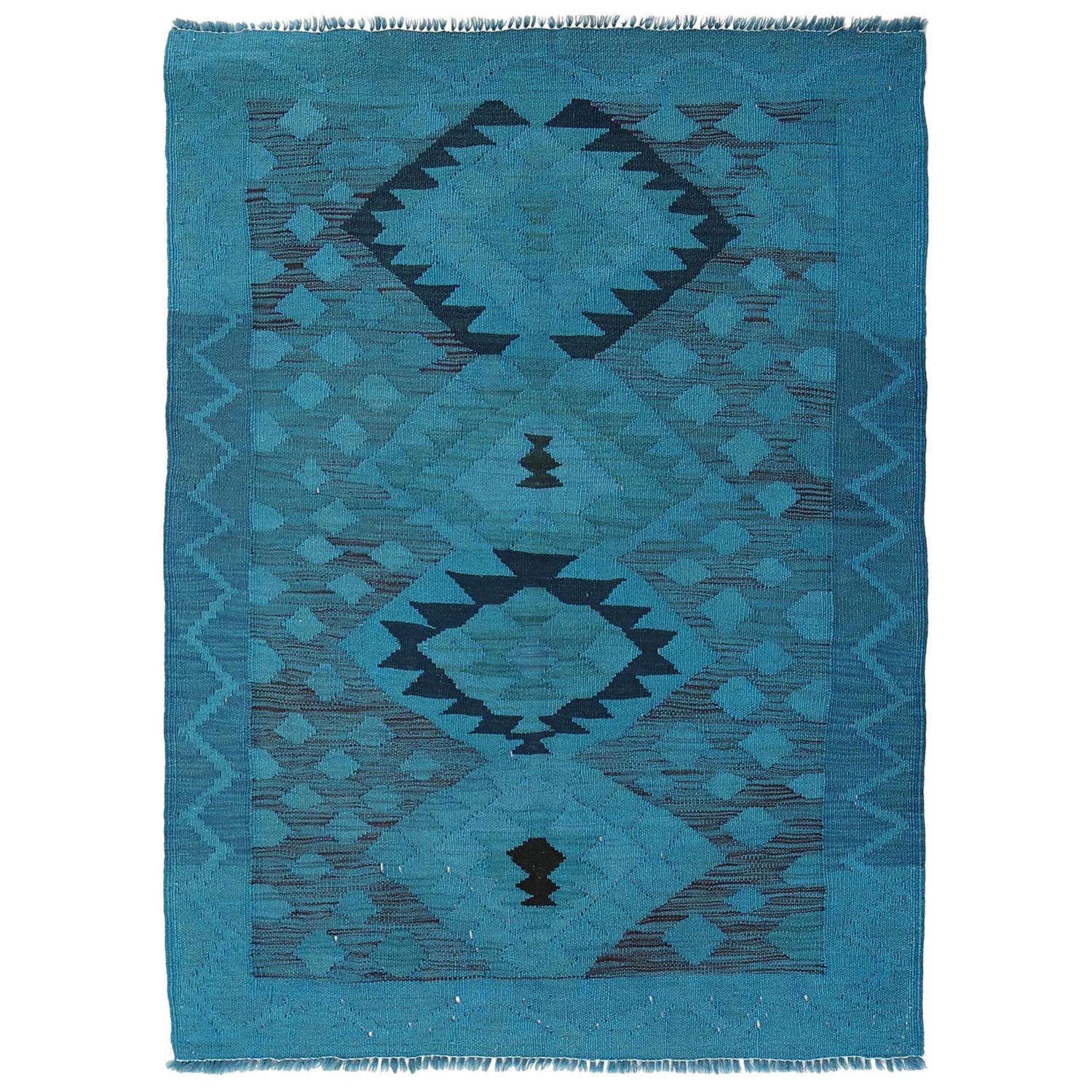 Hand Knotted Overdyed Kilim 3' 4" x 4' 6" ft / 101 x 138 cm - No. B29198