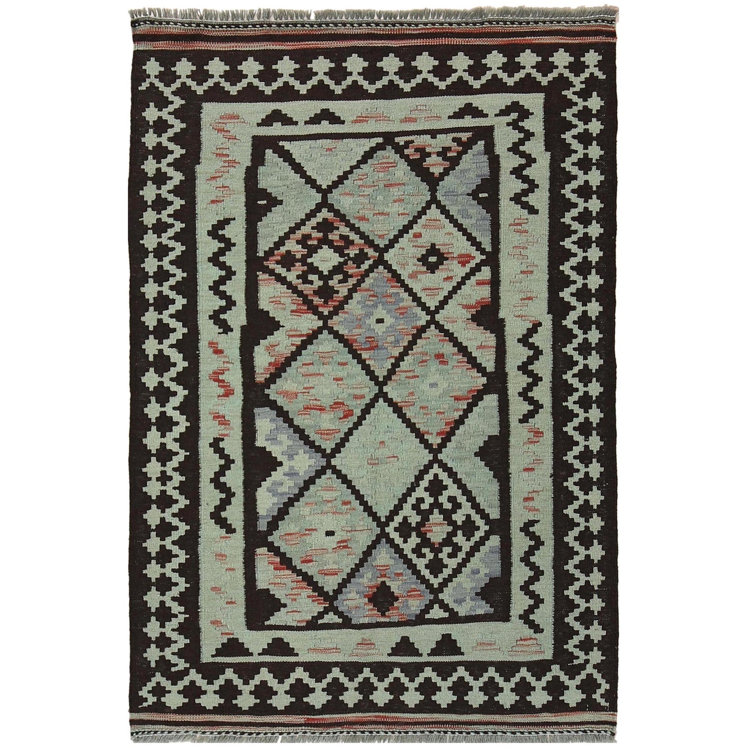 Hand Knotted Overdyed Kilim 3' 3" x 4' 10" ft / 99 x 148 cm - No. B29200