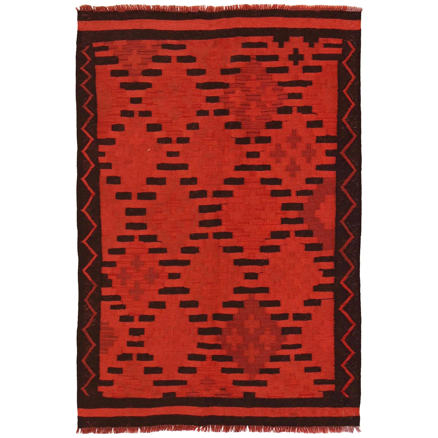 Hand Knotted Overdyed Kilim 3' 4" x 4' 9" ft / 101 x 144 cm - No. B29201