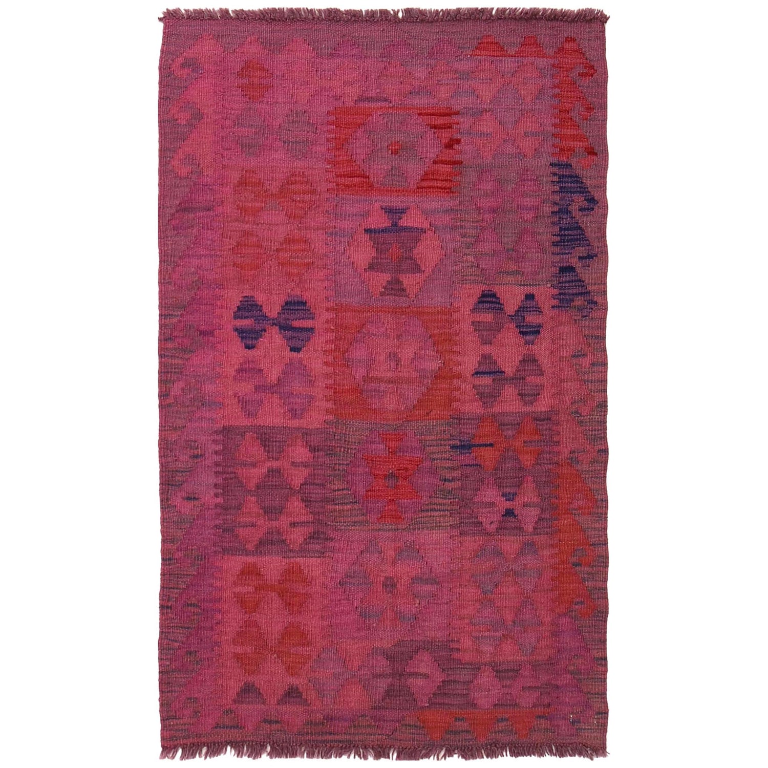 Hand Knotted Overdyed Kilim 2' 6" x 4' 1" ft / 76 x 124 cm - No. B29204