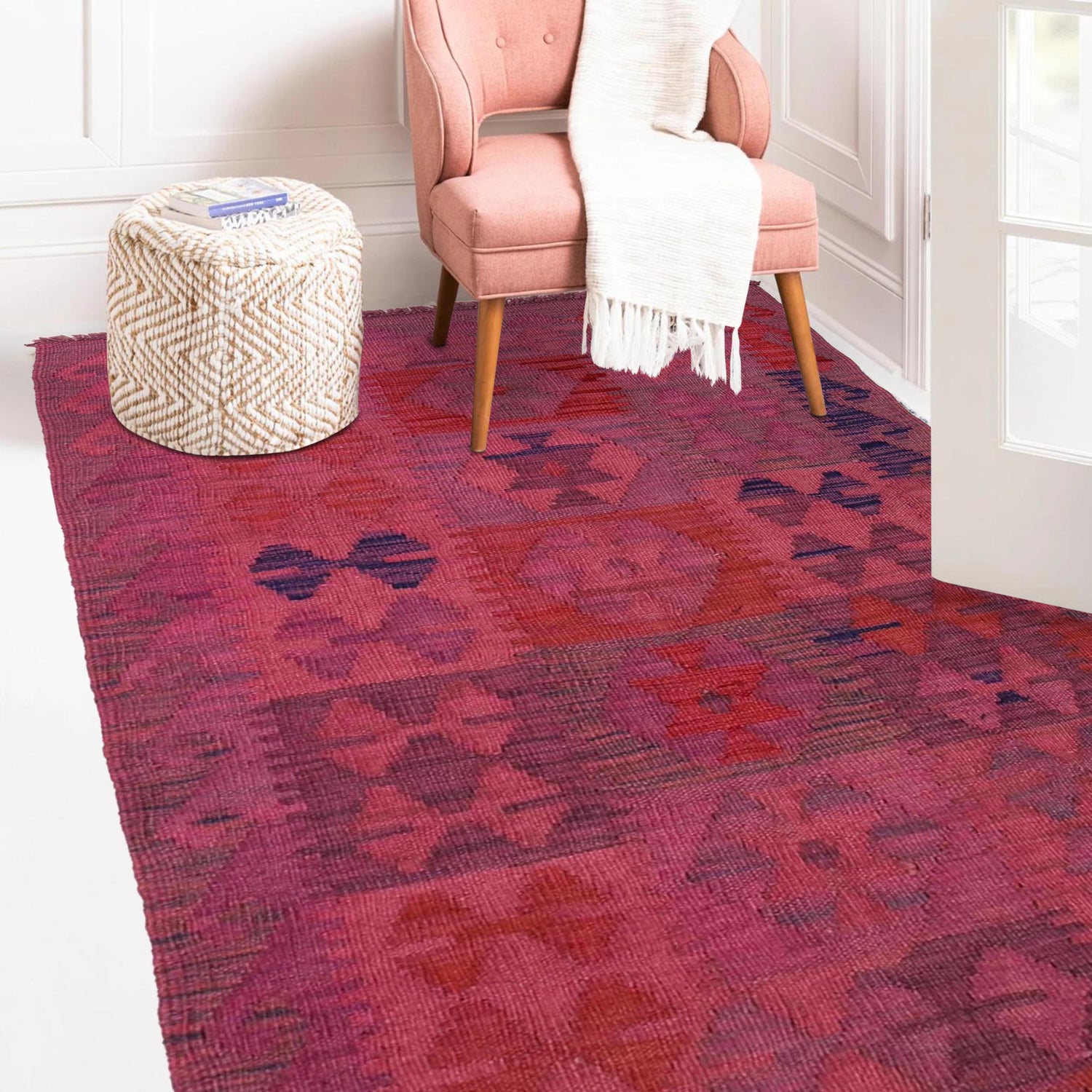 Hand Knotted Overdyed Kilim 2' 6" x 4' 1" ft / 76 x 124 cm - No. B29204