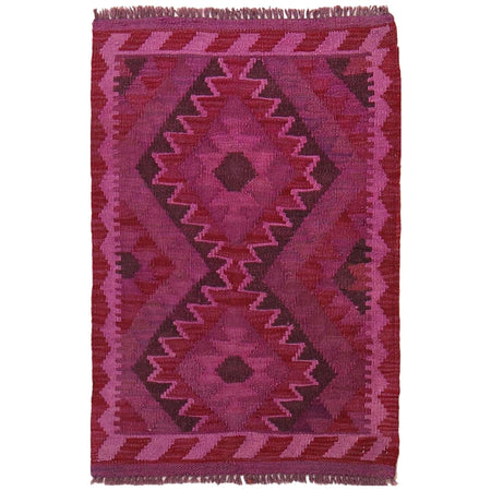 Purple Color Overdyed Kelim 1' 10" x 2' 9" ft / 57 x 84 cm - No. B29207