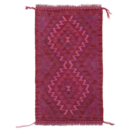 Purple Color Overdyed Kelim 1' 10" x 3' 1" ft / 55 x 93 cm - No. B29209